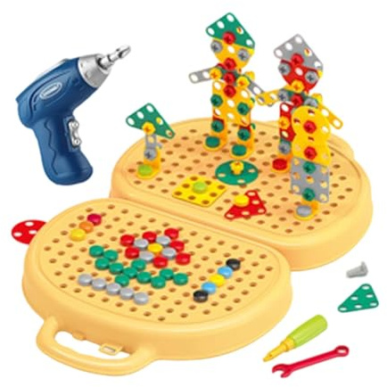 Boîte à Outils de Jeu, Puzzle, Construction de Jouets avec Perceuse, Boîte à Outils Créative, Jeu D'outils de Vis pour, Chien
