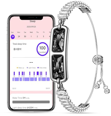 Smart Bracelet for Women, Supports Multiple Sports Modes, Heart Rate Monitoring, Sleep Tracking, Gesture Activated, 5-day Battery, Waterproof Fitness Tracker Bracelet for Women, Elegant Jewelry Gift