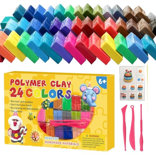 Byuexhp Kit d'Argile à Séchage à l'Air - 24 Couleurs Pâte à Modeler Auto-Durcissante | De Sculpture En Argile À Modeler Sèchant À L'Air - pour Adultes Garçons et Filles Sculpture et