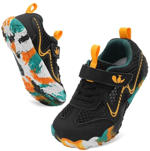 FEETCITY Kids Hiking Shoes Anti-Slip Kids Sneakers Boys Girls Barefoot Shoes Wide Toddler Training Shoe Breathable