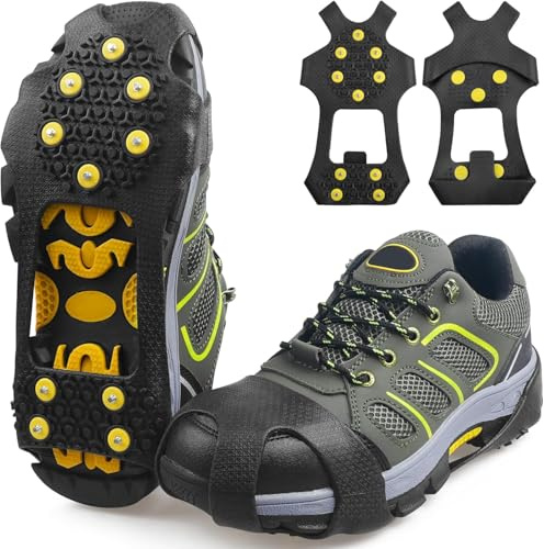 Spikes für Schuhe Winter, 2026 Neu Schneeketten für Schuhe und Stiefel, Anti Rutsch Schuhspikes mit 10 Stahlzähnen, Schuhspikes zum Überziehen für Wandern, Spazierengehen, Klettern