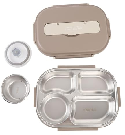 Jeffergarden de Acero Inoxidable de 1500 Ml, Contenedor de Alimentos Portátil Apto para Microondas con Múltiples Compartimentos y Bolsa Aislante para el Trabajo, la Escuela, la Oficina, las Comidas