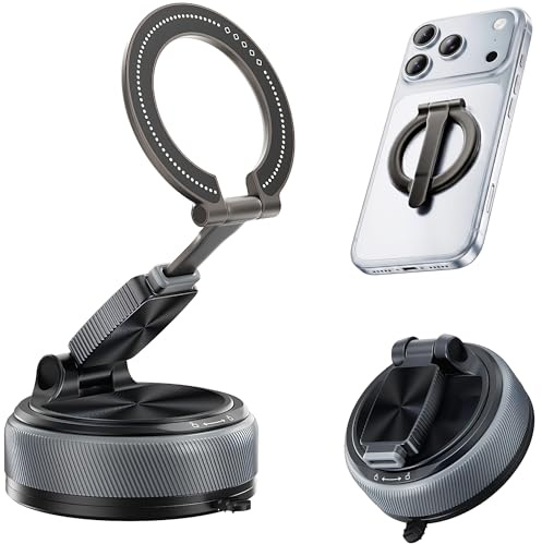 CUULANIX Soporte Móvil Coche para MagSafe | 2 en 1 Ventosa de Vacío & Soporte Magnetico Movil, 360° Rotación, para iPhone 17 16 15 14 13 12 Pro Max, Otro Smartphone