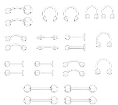 YIPFEN Piercing Bioflex Transparent 24 Pièces | Invisible pour Opération, Grossesse, Sport & Guérison. Multi-zones : Nombril, Oreille, Nez, Sourcil, Langue.