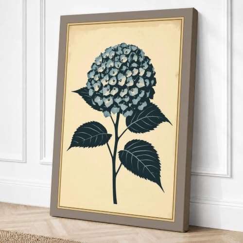 Hydrangea Study Botanical Canvas Wall Art Print 18x12 Inch | Ready to Hang, Gallery Wrapped, Fade-Resistant Inks, Securely Packaged, UK Made