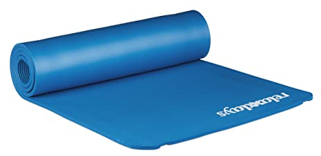Relaxdays Yogamatte, 1 cm dick, für Pilates, Fitness, gelenkschonend, mit Tragegurt, Gymnastikmatte 60 x 180 cm, blau
