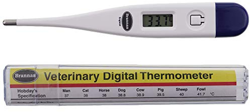 Brannan Digitales Tierarztthermometer für Tierbesitzer von Hunden, Katzen, Pferden und Tieren mit Kostenloser Spezifikationstabelle von Veterinary Hobday
