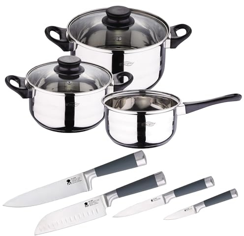 San Ignacio PK665 Batería de Cocina SIP Piezas y Set de Cuchillos, Acero Inoxidable, Plateado