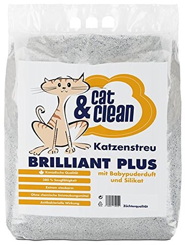 Cat & Clean Katzenstreu Der Extraklasse Klumpendes Einstreu Extrem Saugfähig Naturprodukt Aus Bentonit (Brilliant Plus, 20)