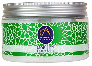 Absolute Aromas Mobility Epsom Salz 300g - Magnesiumsulfat mit 100% reinen ätherischen Ölen - Pfefferminz, Rosmarin und Eukalyptus öl - Beruhigt schmerzende Muskeln und Gelenke
