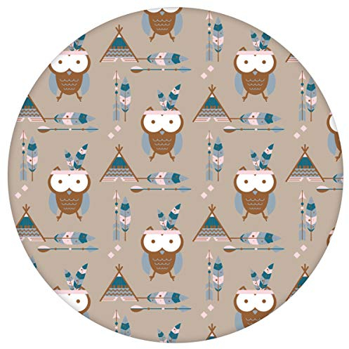 Gräflich Münster'sche Manufaktur braune Kindertapete Indianer Eulen - Vliestapete Kinder, Vintage GMM Design Tapete z.B. für Schlafzimmer (H: 3m B: 46,5cm)