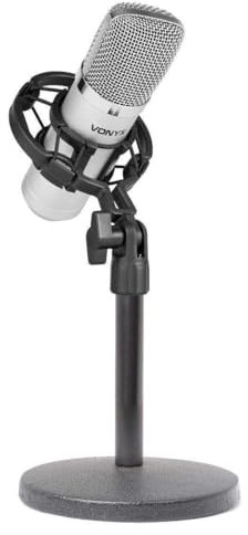 Vonyx CM400 micrófono de Condensador con Soporte de Mesa, Filtro antipop, Amortiguador y Cable Jack 3,5 mm, Ideal para Podcast, locución, música o grabación Desde casa