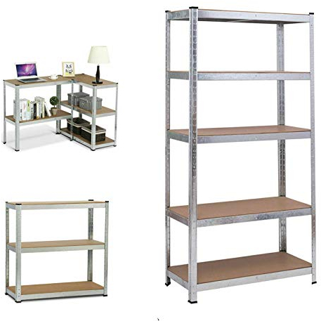 Schwerlastregal Lagerregal Steckregal Werkstattregal Kellerregal Regalsystem 5 böden bis 875 kg Traglast 170x75cmx30cm, Verzinkt