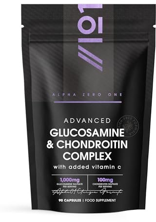 Glucosamine & Chondroitin Complex - 90 Capsules - with MSM, Boswellia, Rosehip, Ginger & Turmeric - Made from Pasture Raised, Grass-Fed Bovine (45 Day Supply) by Alpha01
