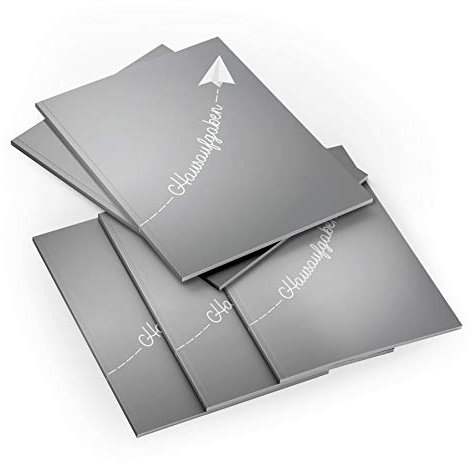 itenga Set 5X Hausaufgabenheft Papierflieger Grau Schule Schulbedarf Meine Hausaufgaben DIN A5 für Schüler und Schulklasse