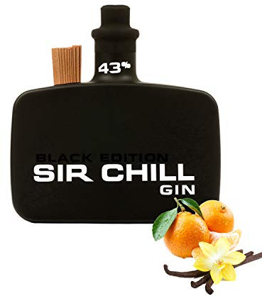 Sir Chill Gin Black Edition, belgischer Premium Dry Gin mit feinem Tabak Aroma, 0,5 l Glasflasche, 43% Alkohol