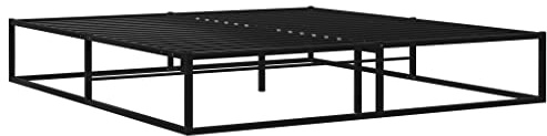 vidaXL Bettgestell Bett Metallbett Schlafzimmerbett Doppelbett Bettrahmen Ehebett Lattenrost Schlafzimmermöbel Schwarz Metall 160x200cm