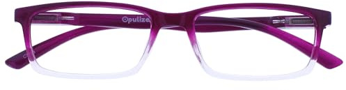 OPULIZE SEE Blaulichtfilter Lesebrille für Damen Herren, Blendfreie UV400-Schutz Federscharnier Anti-Müdigkeit, Rechteckiger Rahmen, Computerbrillen Gaming, Violett +1,00