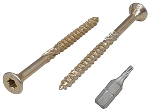 (250 Stück) Universal Gelb Verzinkter Stahl 3,0 x 40 mm Holzschrauben Torx Kopf Senkkopf Spanplattenschrauben (250, 3,0 x 40 mm)