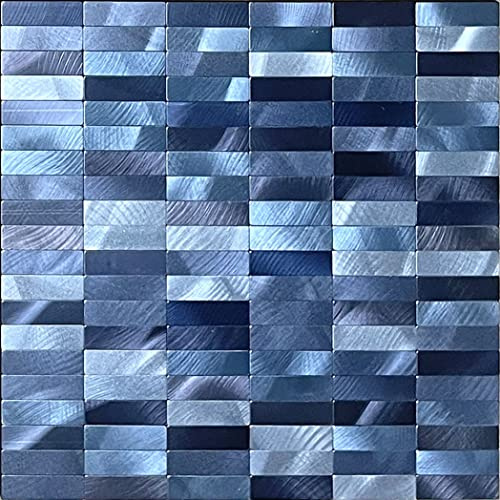 XUANINY Peel and Stick Tile Backsplash Self- Adhesive Wall Tiles Aluminum Mosaic Sticker for Kitchen (11.33x11.92 Per Sheet, Pack of 5 pcs) (Blue Mix)