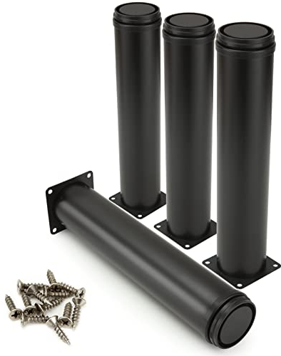 ASelected 4 patas redondas regulables de acero inoxidable, 250 mm, diámetro 50 mm, para muebles, estanterías, sofás y armarios, con 40 tornillos