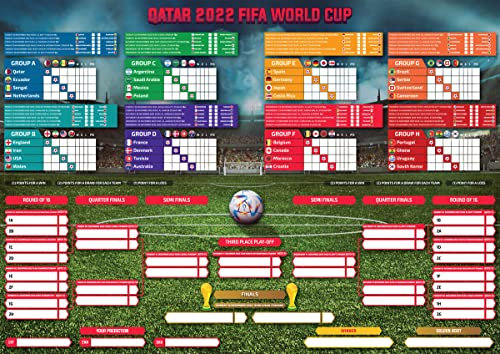 2022 fifa qatar torneo di Coppa del Mondo di Calcio Partita di Calcio Parete Grafico Tessuto Poster Tutti i Giorni di Gioco, Punteggi, Orari di Inizio Del Calcio Partita Di Cal