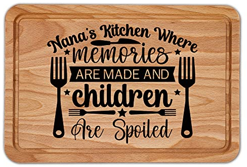 Nanas Kitchen Wooden Chopping Board Where Memories are Made Mothers Day Gift from Son Daughter Grandma Nanny Kitchen Accessories Cheese Board
