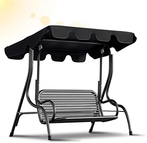 Gimisgu Ersatzdach für Hollywoodschaukel, Ersatzdach Universal, 210x145cm Dach Sonnendach für 3-Sitzer, Wasserabweisend und UV-Schutz für Gartenschaukel, Anthrazit