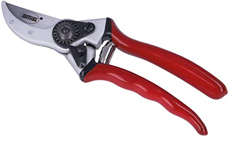 Amig - Einhand-Gartenschere | SK-5 Stahlklinge und Gegenklinge | 216 mm | Griff mit rutschfester Aluminiumbeschichtung | Zum Schneiden von kleinen Ästen und Stielen | Sicherheitsverschluss