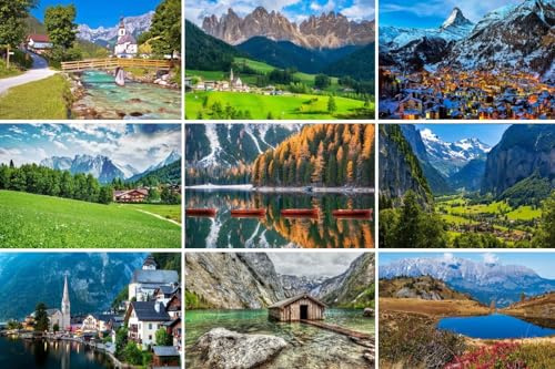 Fotografie Torsten Ackermann Set di cartoline Alpi: 9 biglietti individuali (biglietti di auguri) – motivi della Baviera Austria Svizzera e Italia (Dolomiti/Tirolo) foto/immagini/souvenir