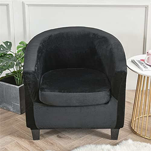 Morbuy Sesselbezug Stretch mit Armlehne, 2er Set Sessel Überzug Universal Sesselhussen Stretch Weich Sesselüberzug Elastisch Hussen für Clubsessel Cocktailsessel (Plüsch-Schwarz)