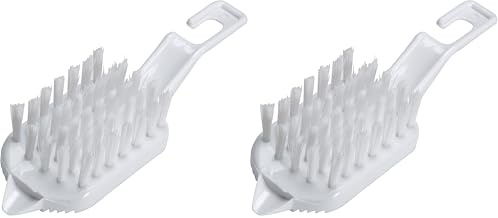 KitchenCraft Vegetable Brush, Plastic Vegetable Scrubber, Durable Bristles and Hook, 15 x 6cm (6 x 2.5''), White (Pack of 2)