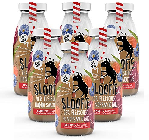 Sloofie Hundesmoothie Sensitiv Pferd – 6er Pack | Natürlicher Hundesnack im Glas, Barf Topping & Hundeeis | Made in Germany, ohne Getreide & Zucker
