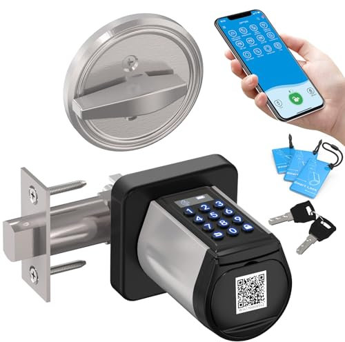 WELOCK Keyless Entry Door Lock with Keypad - Front Door Smart Deadbolt Knob with 2 Keys 3 Cards Auto Lock Easy Installation for Home Apartment Bedroom Hotel Airbnb Garage PCB34
