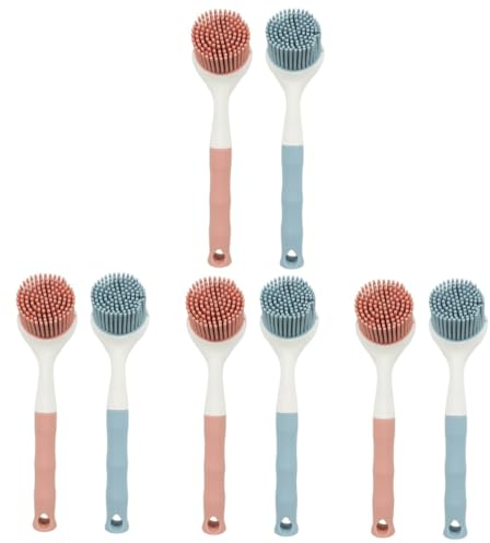 FRCOLOR 8pcs Non-scratch Pan Brushes Long Handle Dish Scrubber for Kitchen Wire Brush for Dishes for Cleaning Pots