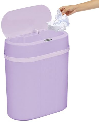 Acunny - Papelera Inteligente Para Cocina Con Sensor De Movimiento, Basura Fina Que Ahorra Espacio, Sin Tapa, Color Morado, Capacidad 12 Litros