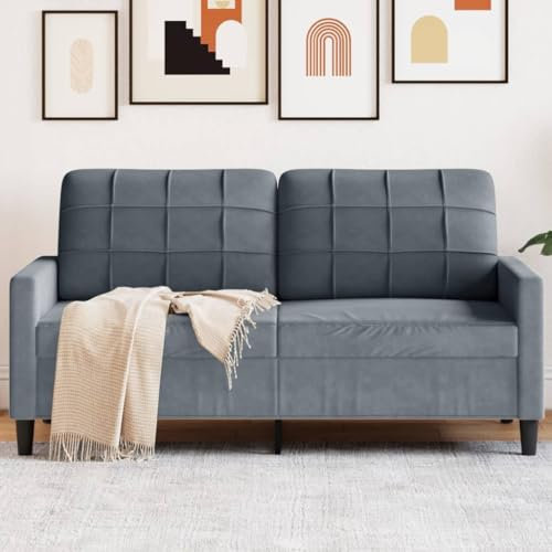 Willood 2-Sitzer-Sofa Polstersofa Doppelsofa für Wohnzimmer, Couch Loungesofa Metallgestell, Zweisitzer Samtsofa Sitzmöbel, Modern Dunkelgrau 140 cm Samt