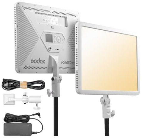 Godox P260C Pro LED Panneau Vidéo Lumière 45W Bicolore 2800K-6500K avec NFC APP Contrôle CRI 98+ TLCI 98+
