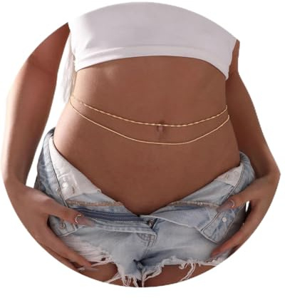 KGDUYC 2 pezzi collane a pancia in oro per donne- per la vita regolabile,strati Catene da spiaggia estive Catena del bikini Gioielli per il corpo per Donne(oro)