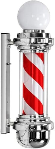 VUIKLCty Poste de luz LED cilíndrico for Letrero de peluquería, diseño de Rayas Blancas y Rojas, lámpara Colgante de Pared giratoria for salón de Belleza