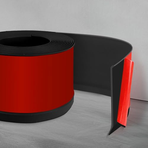 Vinyl Self-Adhesive Skirting Board Flexible Skirting Board 10cm Wide Skirting Trim Waterproof For Floor Base Cove Base Black 6M(L)