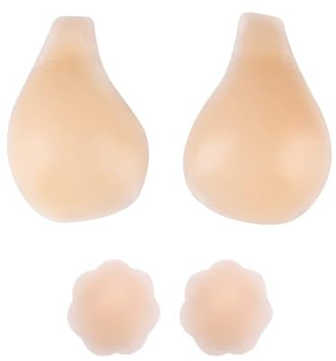 TTPSRY Soutien Gorge Adhésif sans Bretelles Dos Nu Push Up Bra Soutien Gorge Invisible Collant Soutien Gorge de Levage des Seins avec 2Pcs Couvre Seins (A Chair)