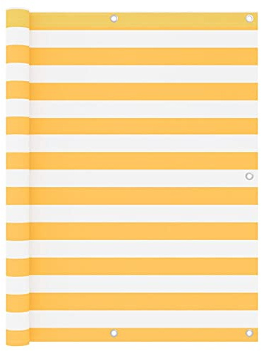 Xichuzi Balkon-Sichtschutz Weiß und Gelb 120x500 cm Oxford-Gewebe, Balkonsichtschutz, Windschutz Balkon, Windschutz Terrasse, Balkonverkleidung, Sichtschutz Garten - 134910