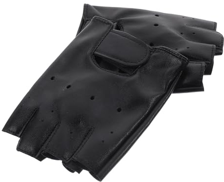 VALICLUD Fahrradhandschuhe für Kinder, Halbfinger, Schwarz, Leder, 1 Paar | Fingerlose Handschuhe Kinder, Sporthandschuhe für Kinder, für Draußen und Beim Fahren