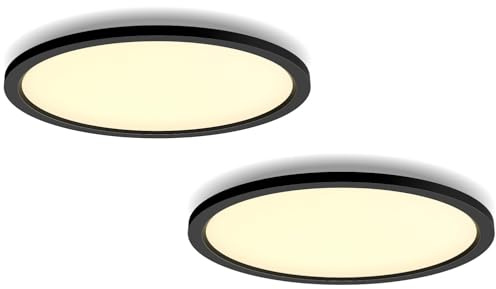 Philips Hue White Ambiance Aurelle Panelleuchte 2er Pack, Schwarz, Rund, inkl. Dimmschalter, alle Weißschattierungen, steuerbar via App, kompatibel mit Amazon Alexa (Echo, Echo Dot)