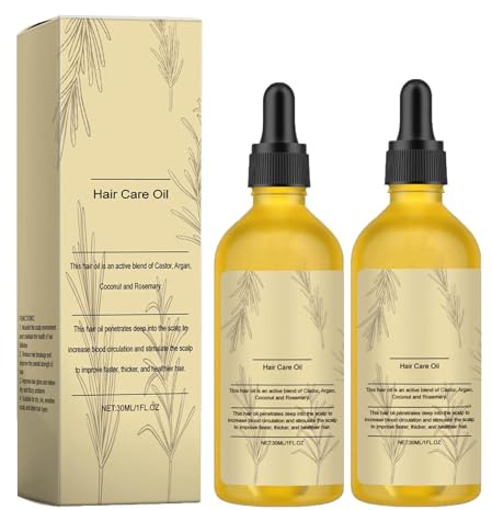 Bio Rosmarin Haaröl für Haarwachstum, Natürliches Haaröl für Trockenes Beschädigtes Haar, Kopfhaut- und Haarstärkungsöl (1, 2 pc)