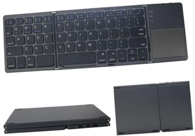DIYEAH Clavier sans Fil Pliable Tactile Noir à 3 Volets Abs | Format Ultra Fin, Absorption Magnétique, Usage Portable pour Téléphone et Ordinateur Portable