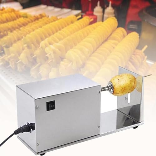PxkVrin Affettatrice Elettrica A Spirale per Patate, Automatico Tornado Fatti in Casa Patate Chip, Inossidabile, può Essere utilizzato per Uso Domestico E Commerciale nei Ristoranti.