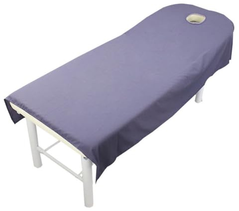 Surwin Drap pour Table de Massage avec Trou, Housse Table de Soin Esthetique Doux Lavable Drap Housse de Protection en Éponge pour Lit de Massage pour Esthetique, SPA (M10 Violet,80x190cm)