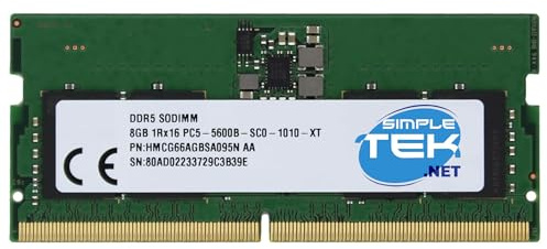 SIMPLETEK - DDR5 SODIMM 8GB PC5-5600B 5600MHz RAM Memory Module for New Generation Notebook and Laptop (Refurbished)